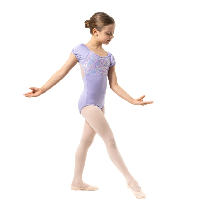 Capezio Lotus leotard, djevojački triko s cvjetićima i kratkim rukavima Capezio Lotus leotard, djevojački triko s cvjetićima i kratkim rukavima