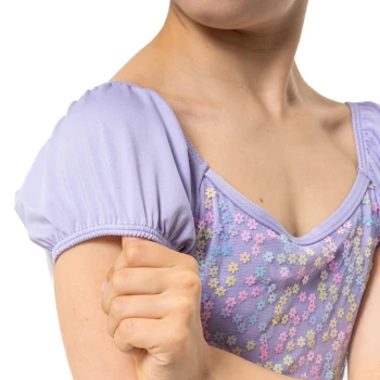 Capezio Lotus triko, cvjetni dječji triko s kratkim rukavima - Ljubičasta - lavender