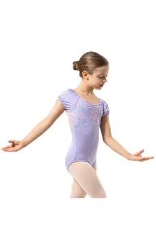 Capezio Lotus leotard, djevojački triko s cvjetićima i kratkim rukavima