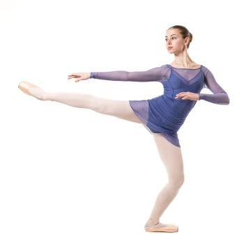 Capezio Dusk Mesh, ženski top s dugim rukavima - Plava - storm blue