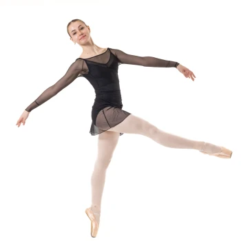 Capezio Dusk Mesh, ženski top s dugim rukavima - Crna