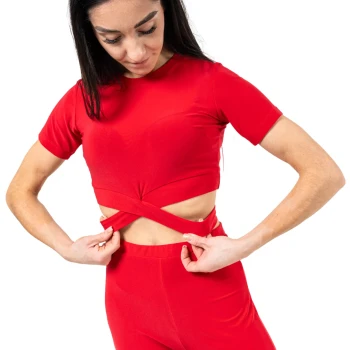 Beny, ženski top s kratkim rukavima i vezanjem - Crvena - red