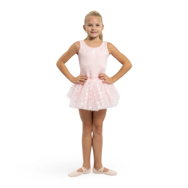 Mirella Glow tank, dječji triko sa širokim naramenicama s tutu suknjicom Mirella Glow tank, dječji triko sa širokim naramenicama s tutu suknjicom