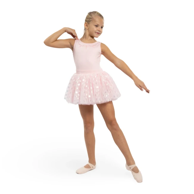Mirella Glow tank, dječji triko sa širokim naramenicama s tutu suknjicom Mirella Glow tank, dječji triko sa širokim naramenicama s tutu suknjicom