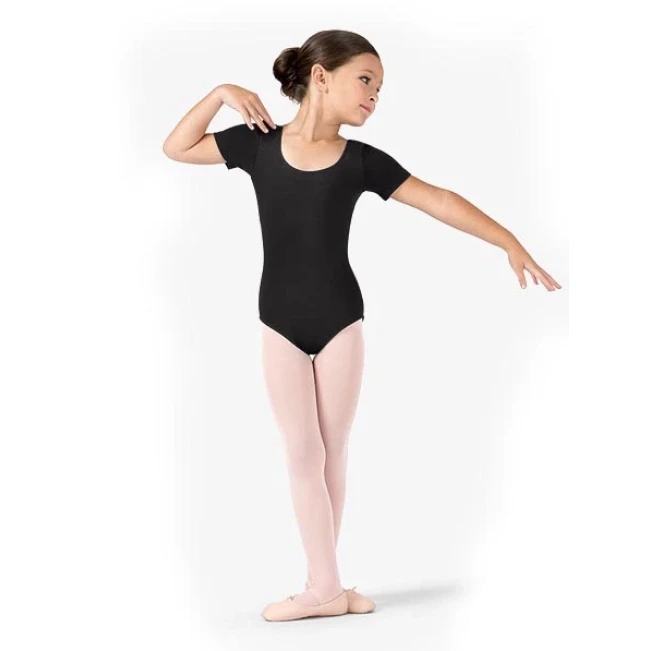 Bloch Ballet, dječji pamučni triko za balet s kratkim rukavima - Crna