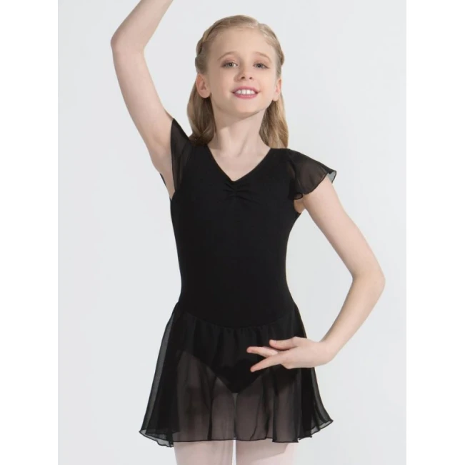 Capezio flutter sleeve dress, triko s suknjicom - Crna Capezio flutter sleeve dress, triko s suknjicom - Crna